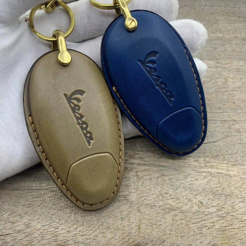Vespa Smart Key Leather Case – Handmade Cover with Matching Lanyard, Custom Colors