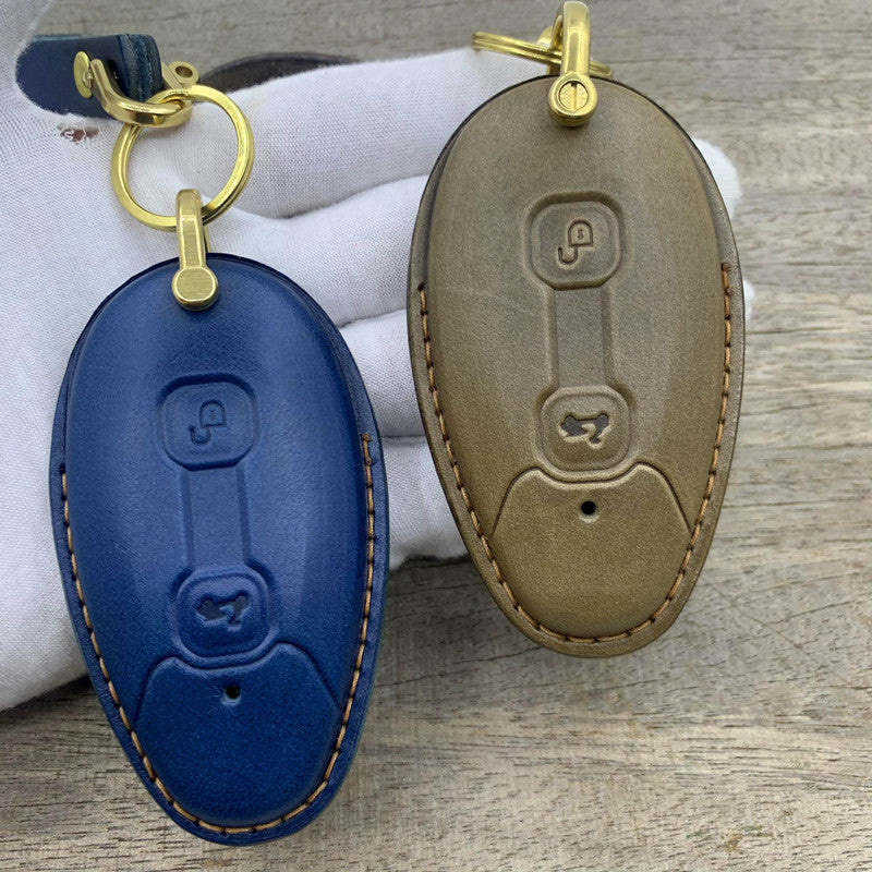 Vespa Smart Key Leather Case – Handmade Cover with Matching Lanyard, Custom Colors