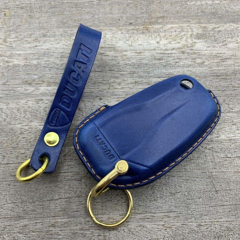 Ducati Key Leather Case Set – Handcrafted Full-Grain Leather Covers with Optional Lanyard