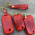 Ducati Key Leather Case Set – Handcrafted Full-Grain Leather Covers with Optional Lanyard