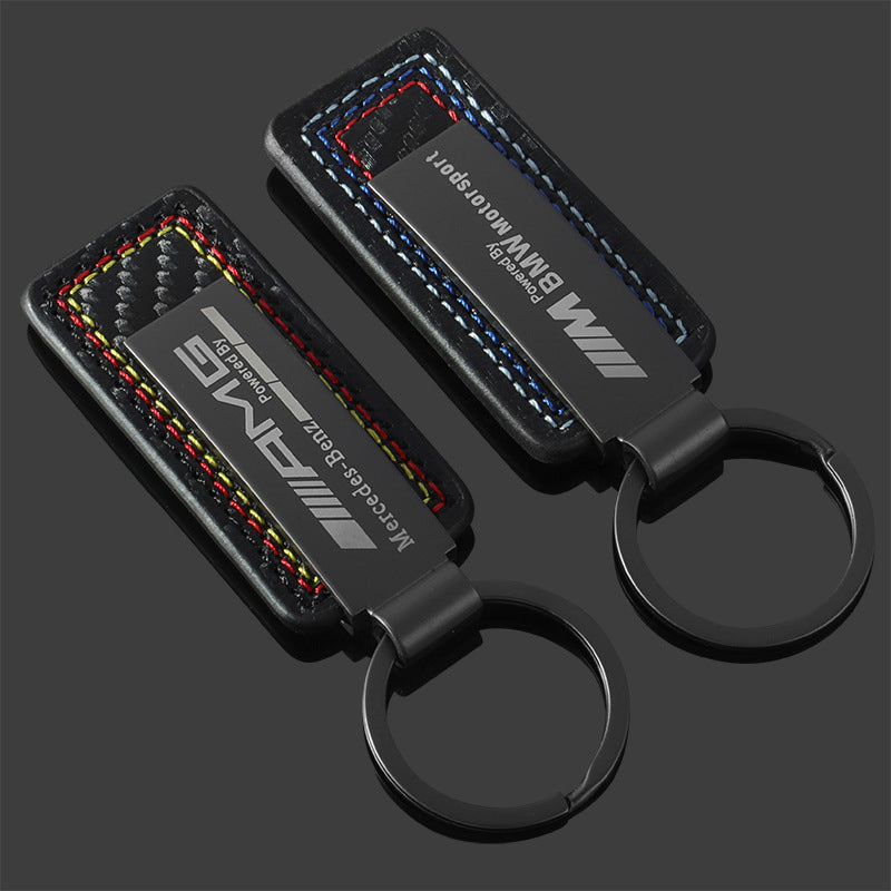 Side profile of Mercedes-AMG and BMW M leather key fob strap