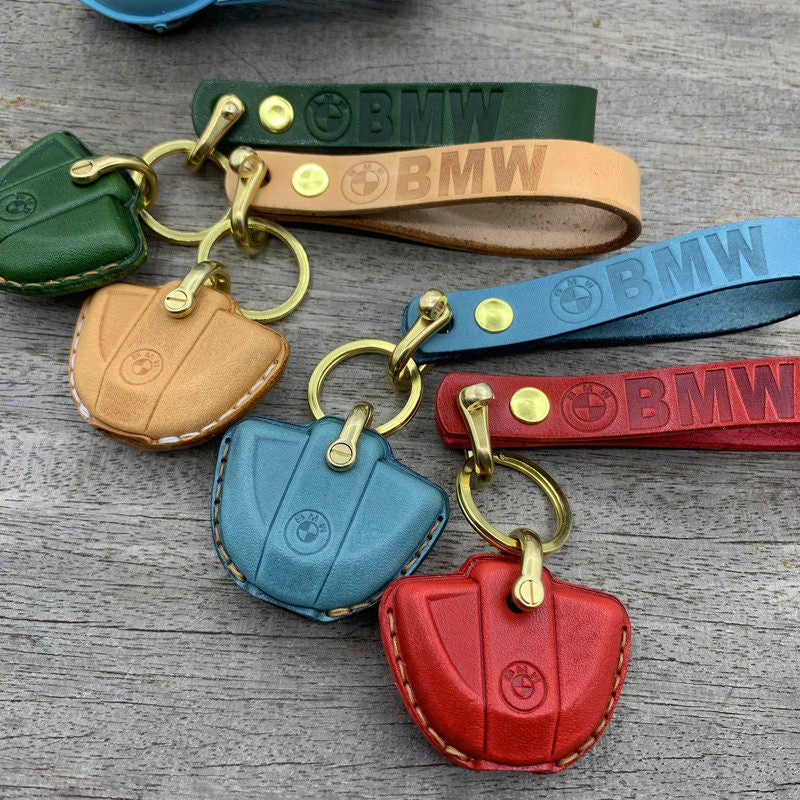 BMW Motorrad universal leather key fob cover available in multiple colors