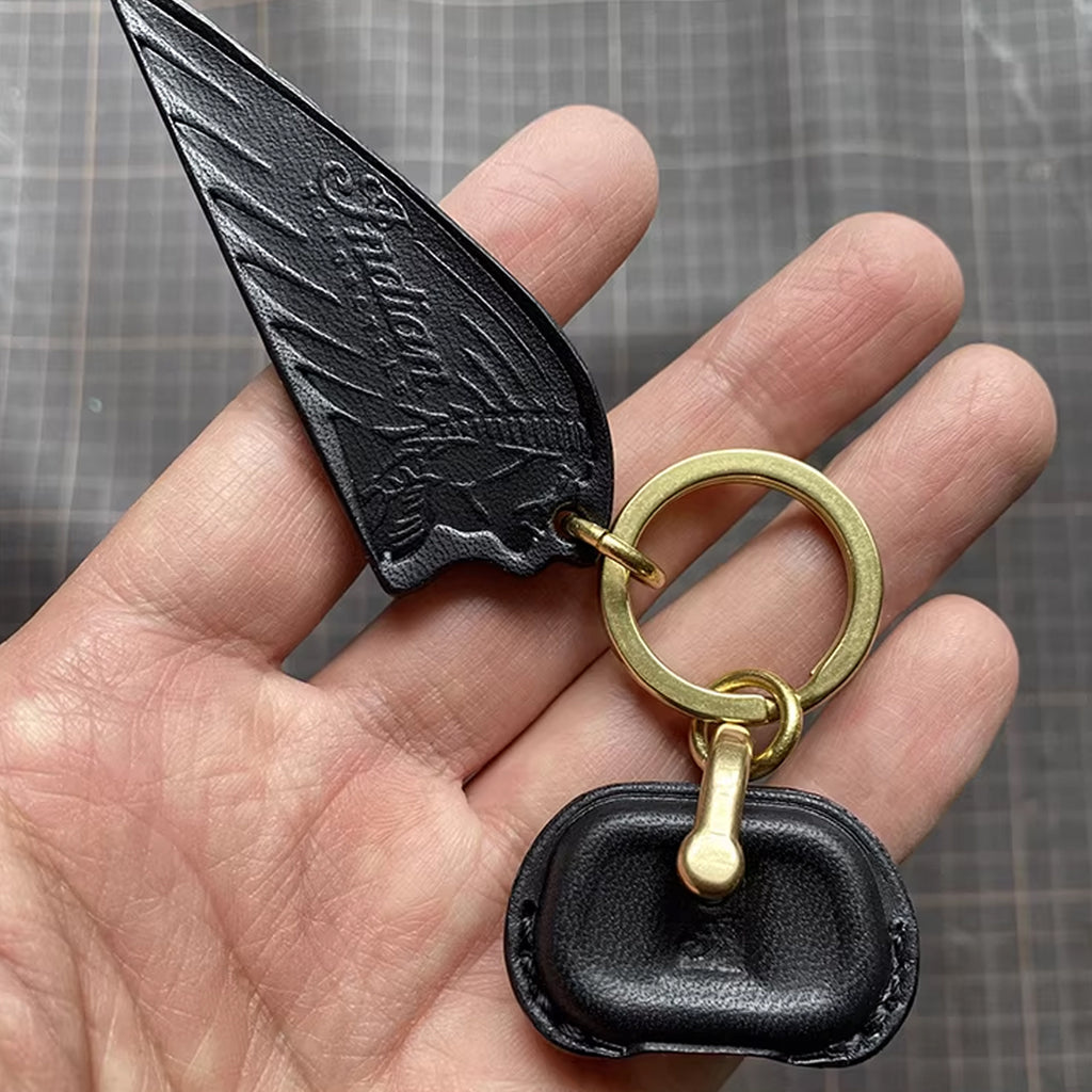 Handcrafted Indian Motorcycle Leather Key Fob Cover - Scout / FTR 1200 Feather Edition