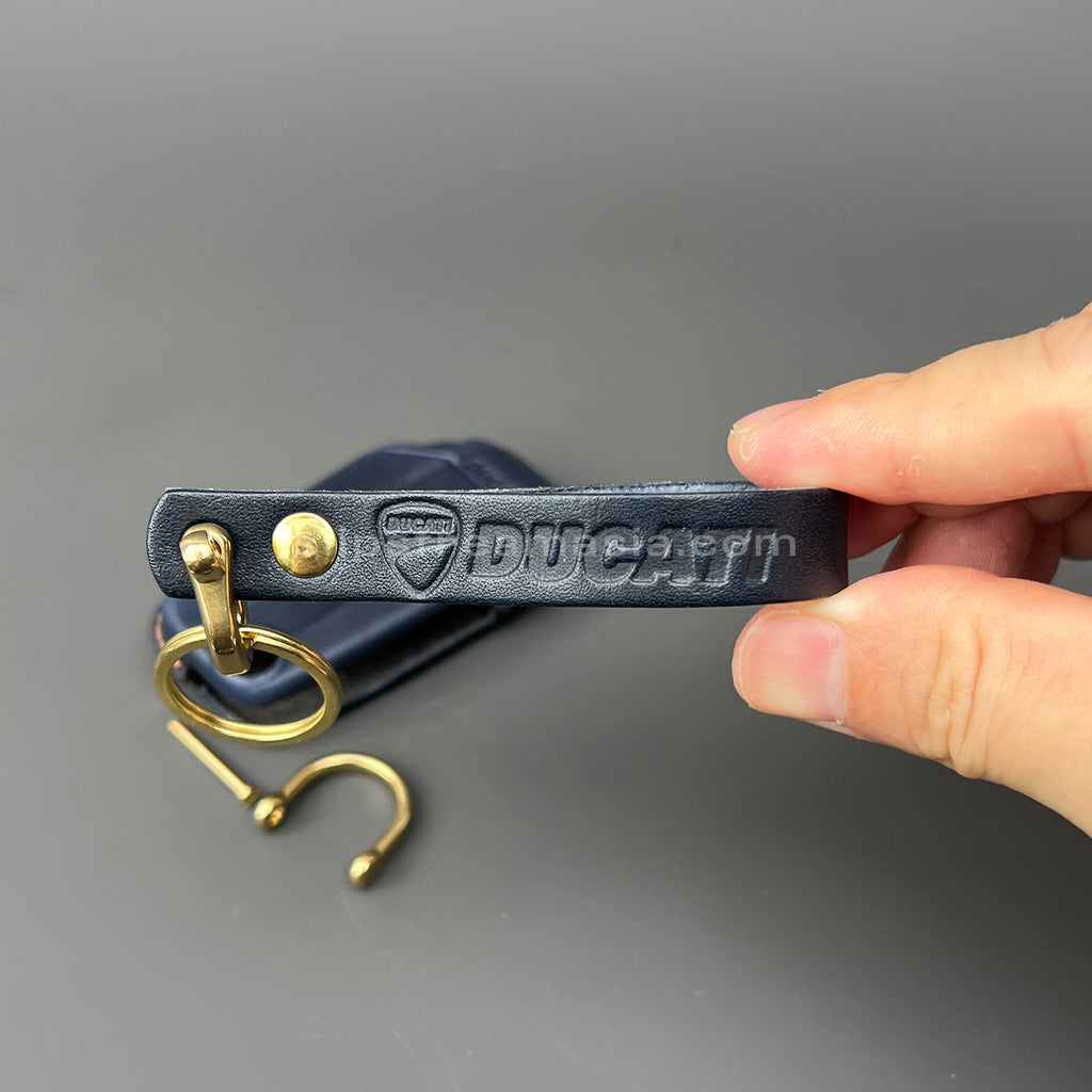 Ducati Key Leather Case Set – Handcrafted Full-Grain Leather Covers with Optional Lanyard