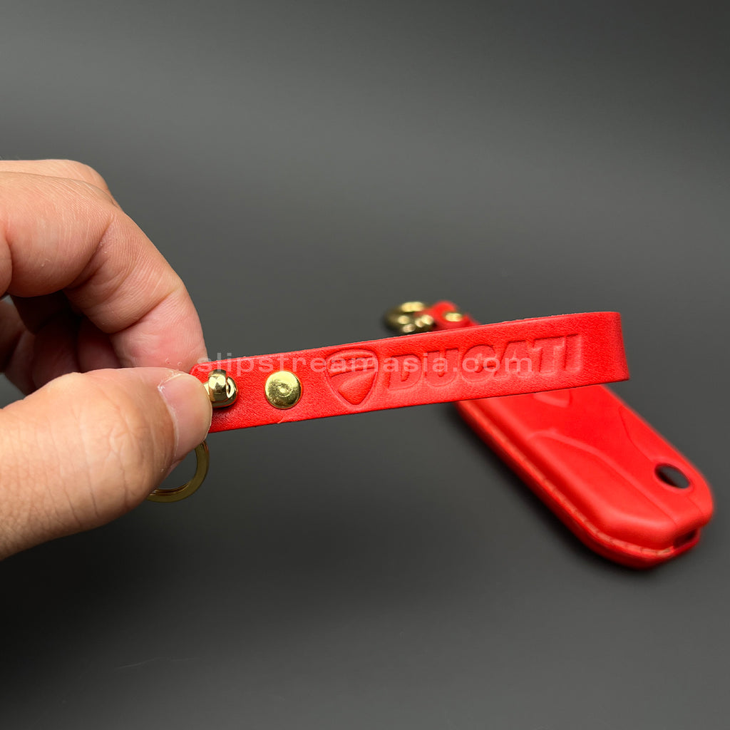 Ducati Key Leather Case Set – Handcrafted Full-Grain Leather Covers with Optional Lanyard