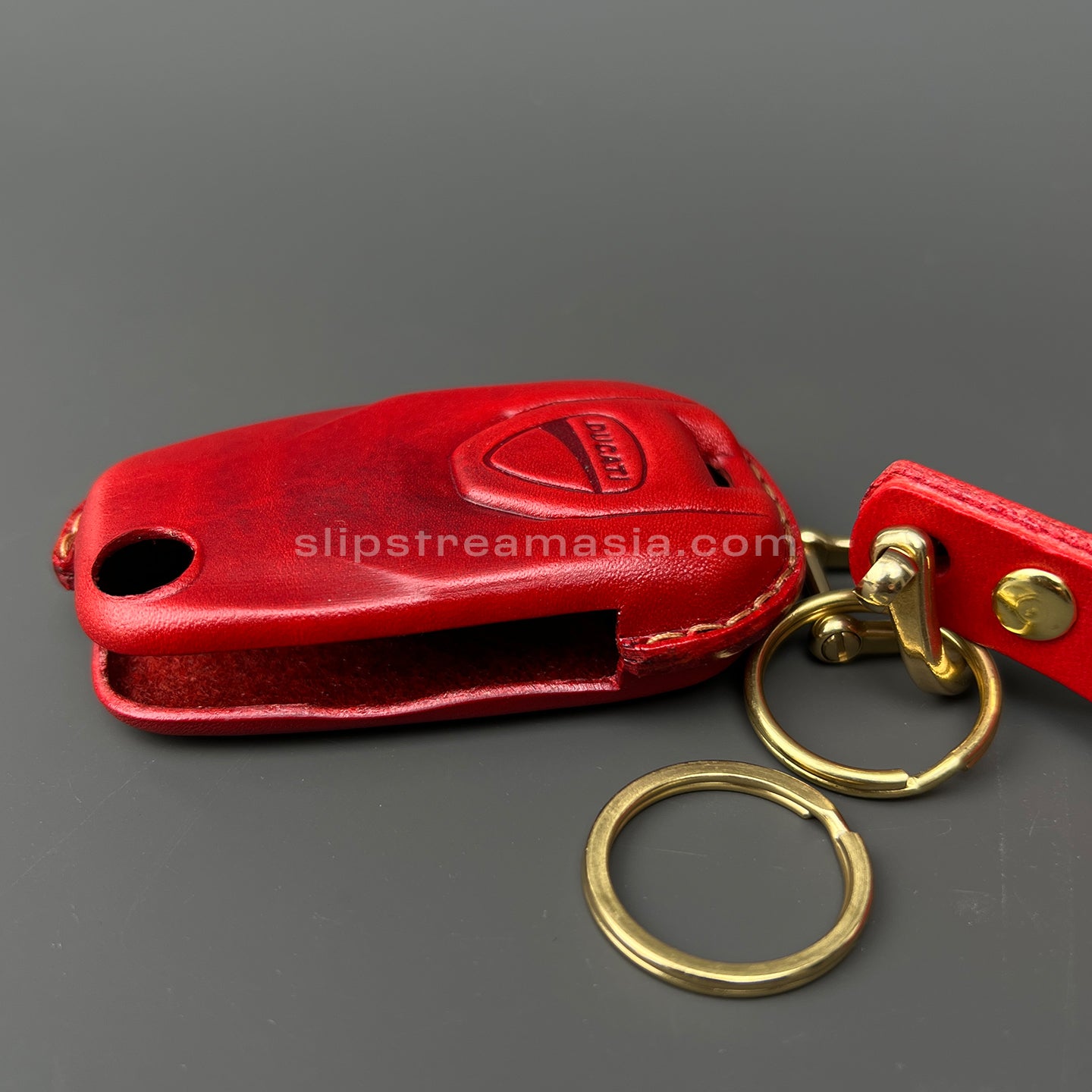 Ducati Key Leather Case Set – Handcrafted Full-Grain Leather Covers with Optional Lanyard