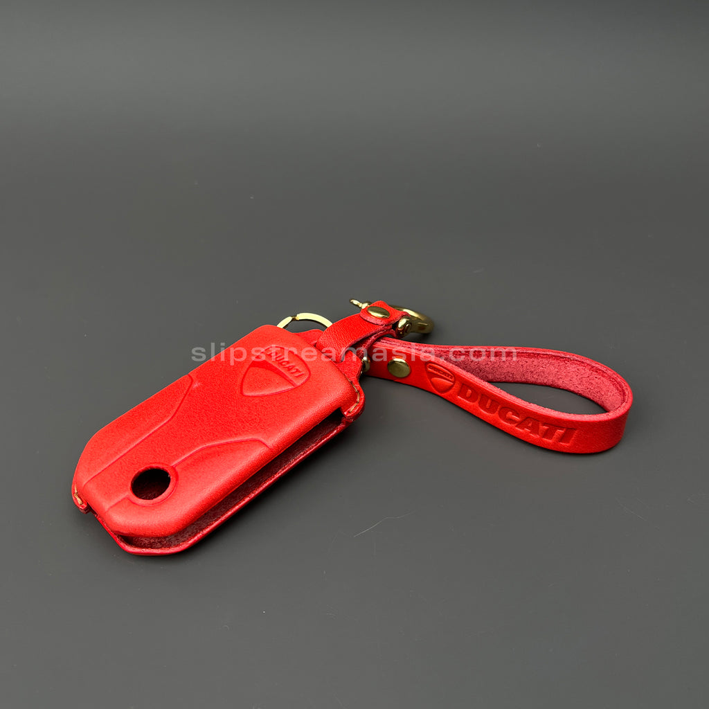 Ducati Key Leather Case Set – Handcrafted Full-Grain Leather Covers with Optional Lanyard