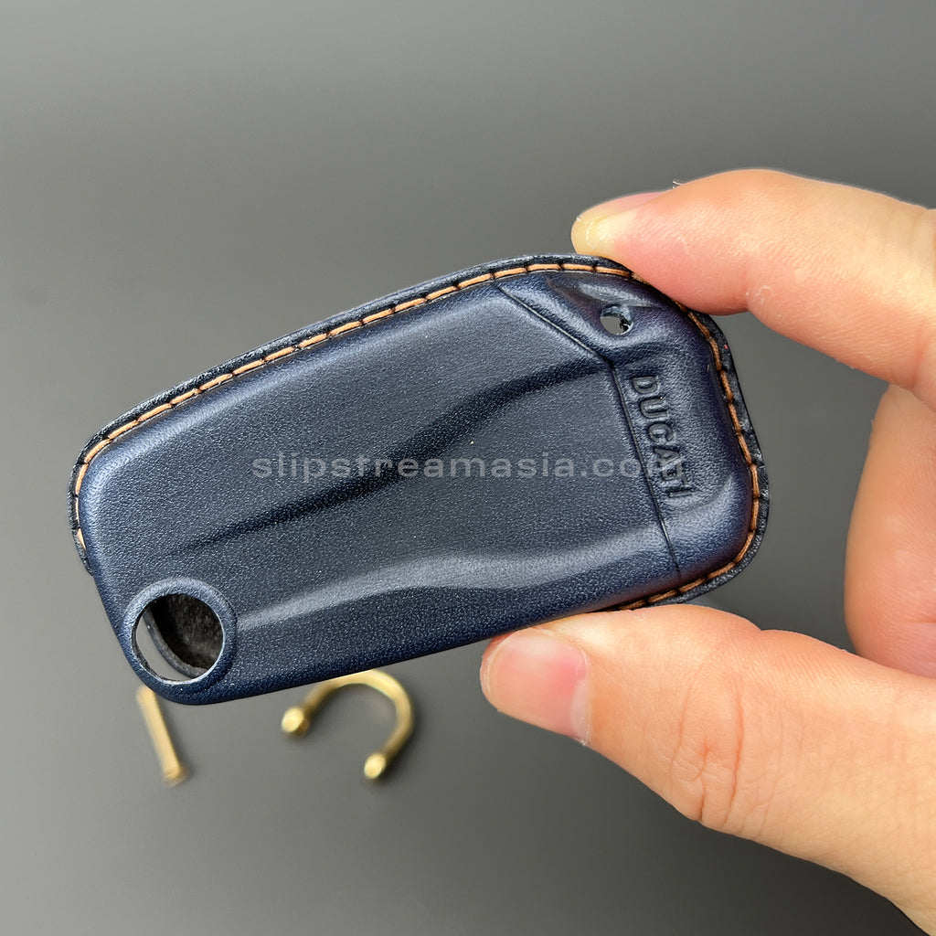 Ducati Key Leather Case Set – Handcrafted Full-Grain Leather Covers with Optional Lanyard