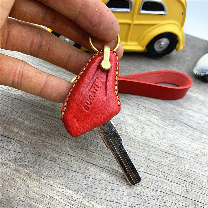 Ducati Scrambler leather key cover bottom-entry installation detail