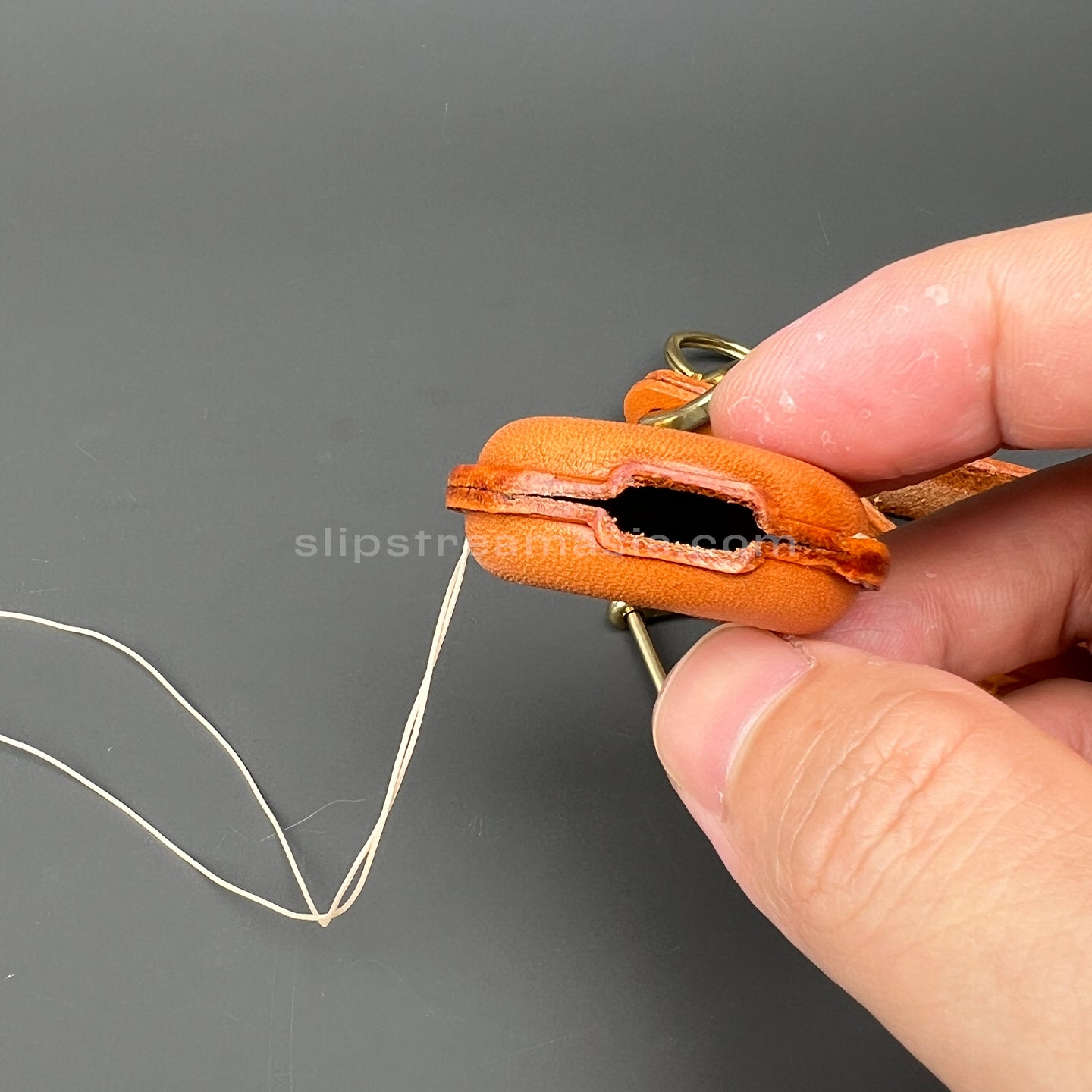 Moto Guzzi / Aprilia Round Smart Key Leather Case with Lanyard – Handmade Vegetable-Tanned Leather