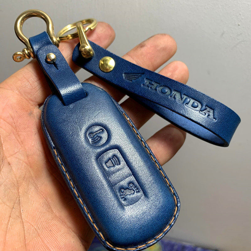 Honda Forza350 PCX150 handmade leather key fob cover in multiple colors