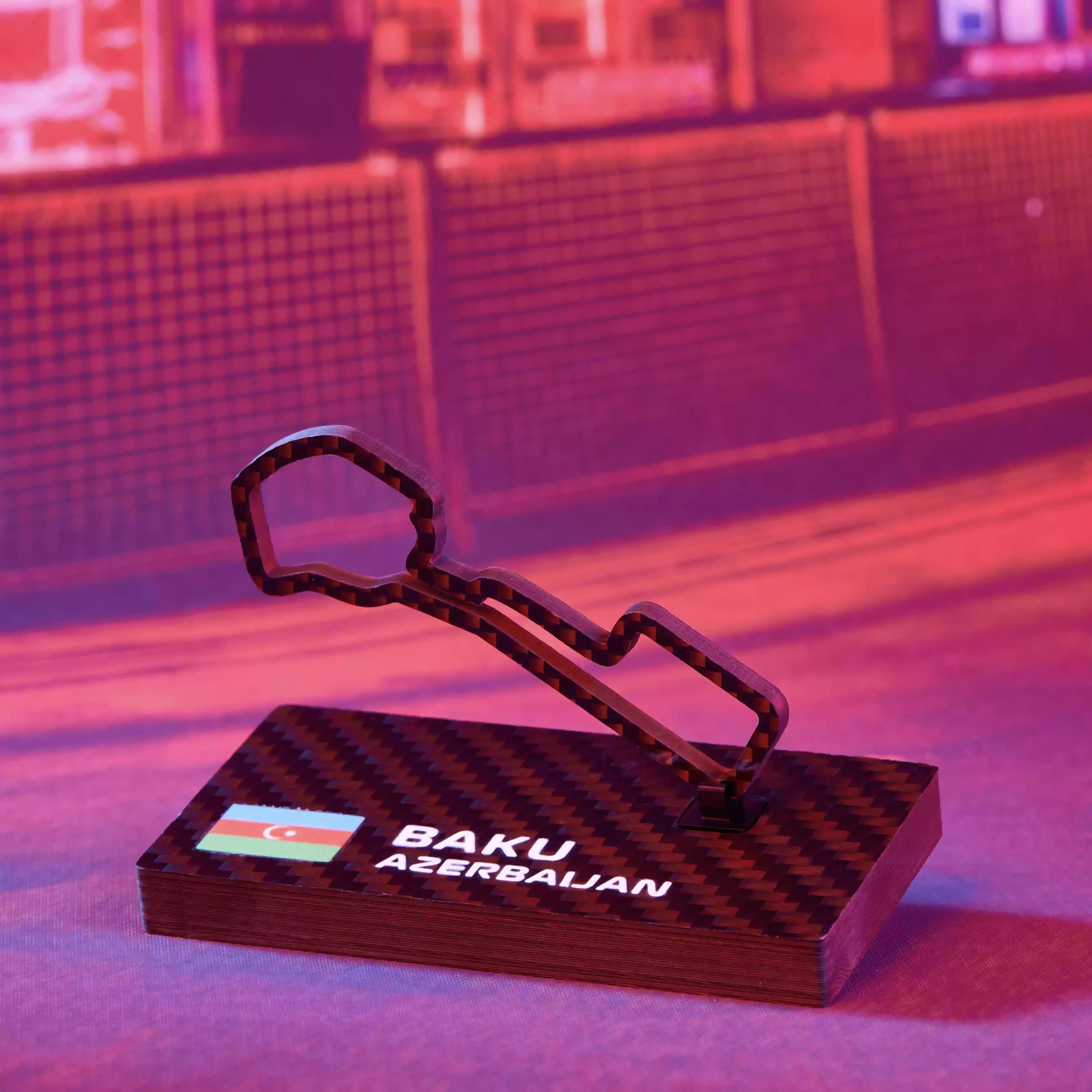 Azerbaijan Baku F1 2026 Circuit Track Ornament - Carbon Fiber Desk Decor