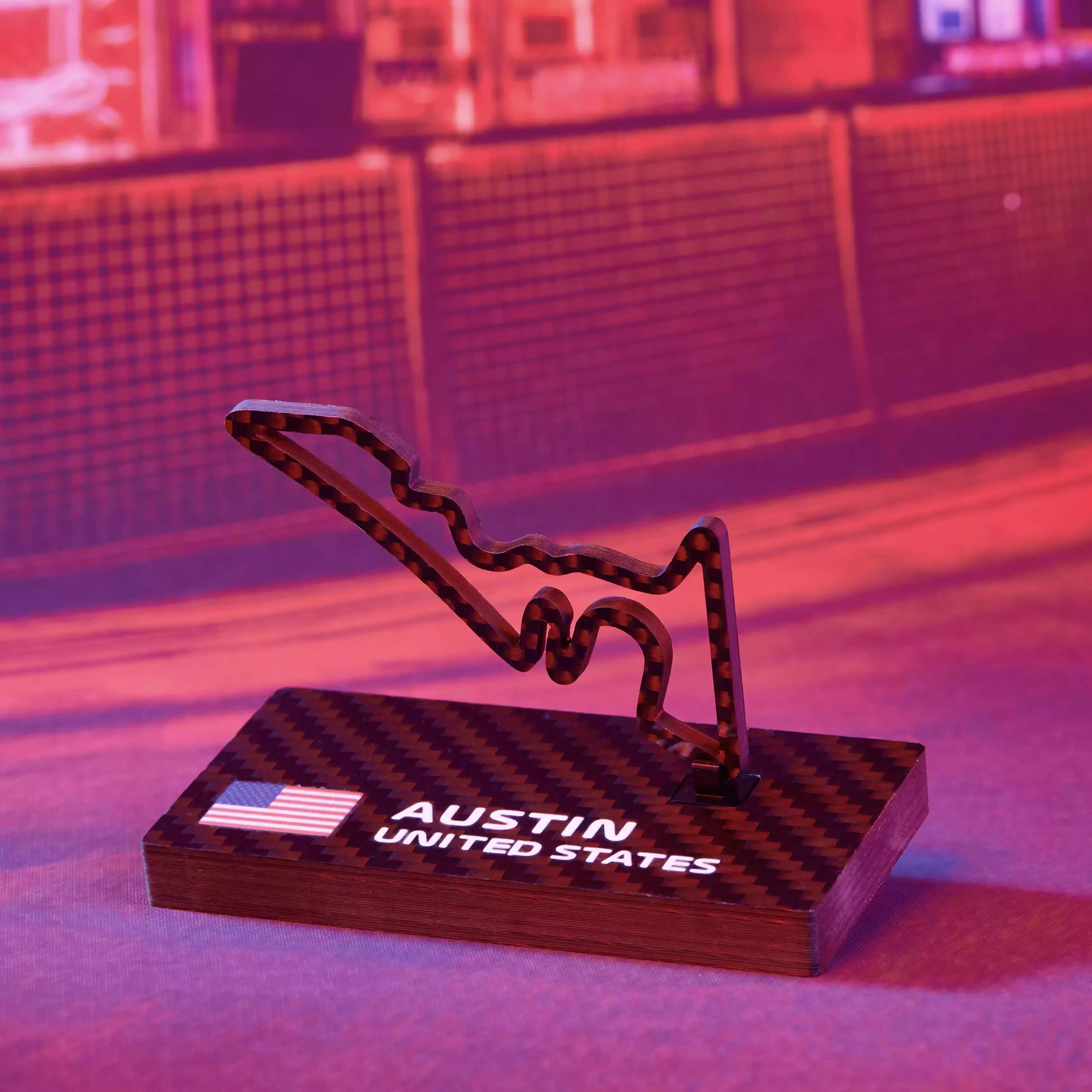 USA Austin F1 2026 Circuit Track Ornament - Carbon Fiber Desk Decor