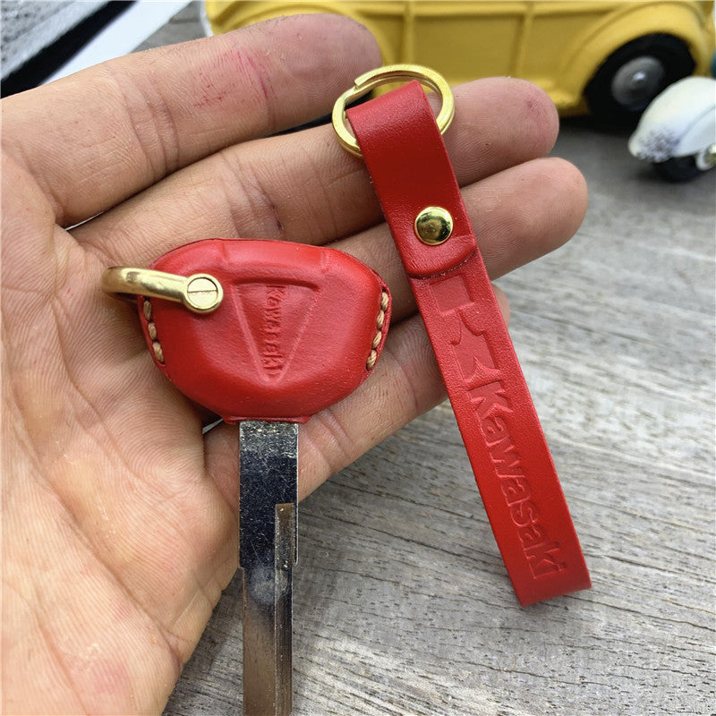 Kawasaki Z250 Z1000 handmade leather key fob cover in multiple colors