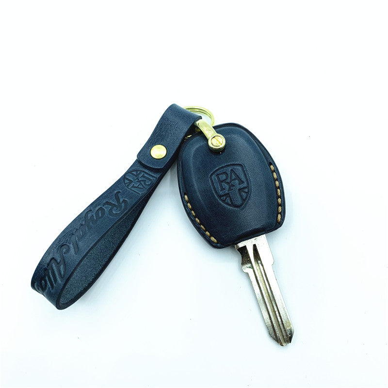 Royal Alloy 300 handmade leather key case in navy blue