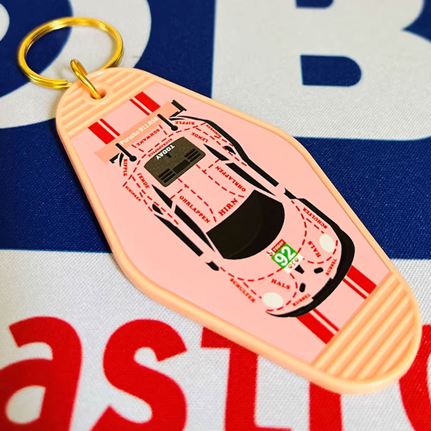 Vintage Racing Livery Hotel Key Tag - Gulf Martini Le Mans Style