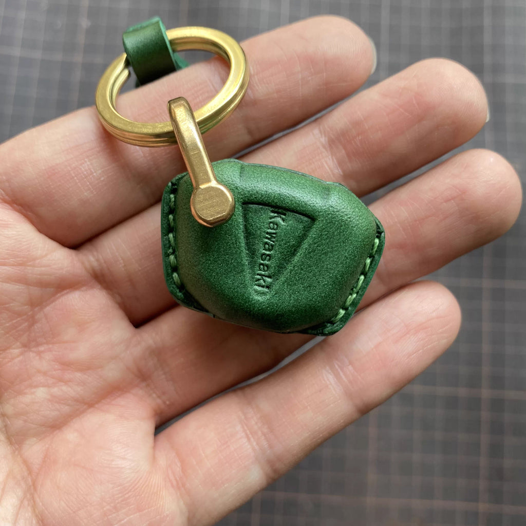 Handcrafted Kawasaki Italian Buttero Leather Key Fob Cover for Ninja 400, Z900, Z400, ZX-10R