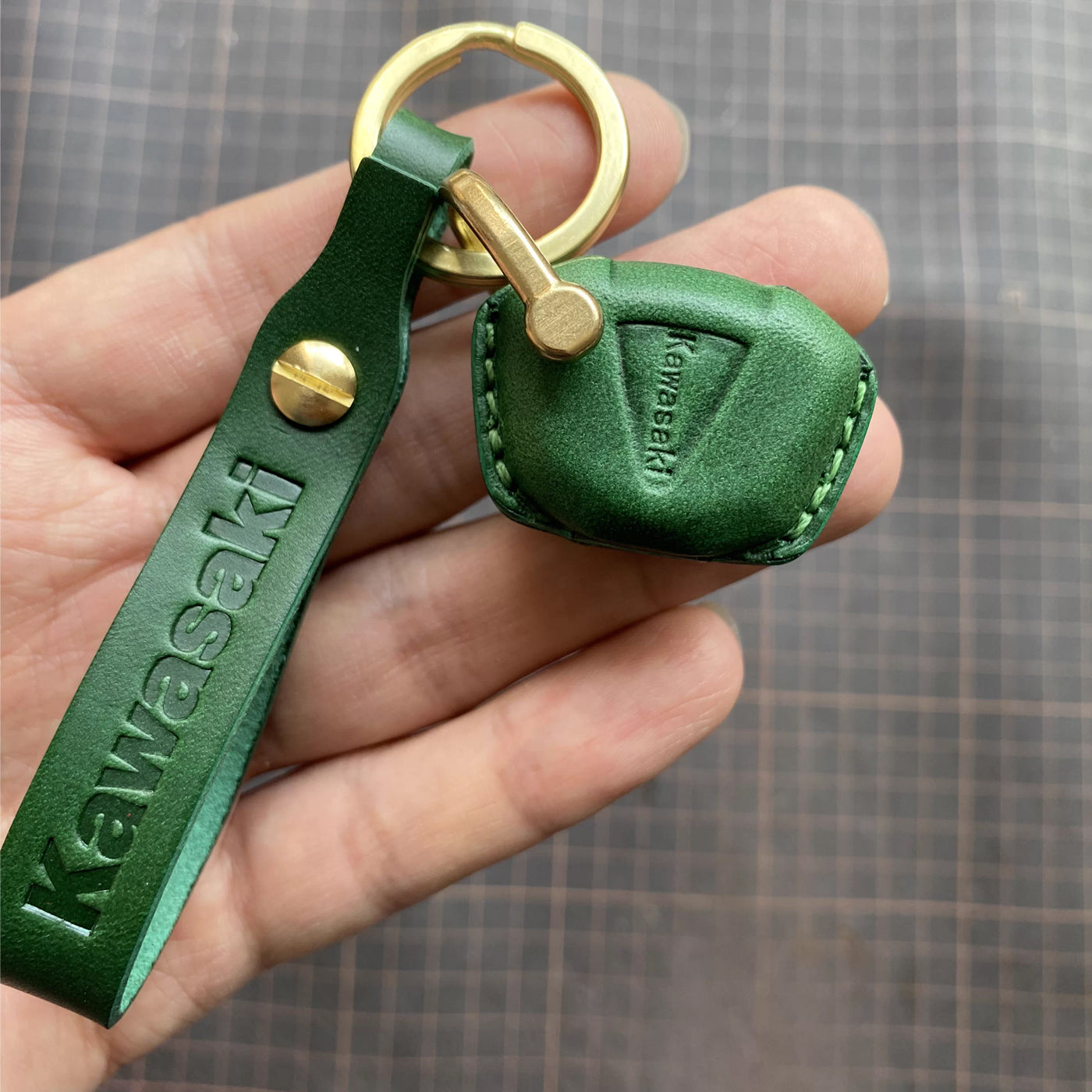 Handcrafted Kawasaki Italian Buttero Leather Key Fob Cover for Ninja 400, Z900, Z400, ZX-10R