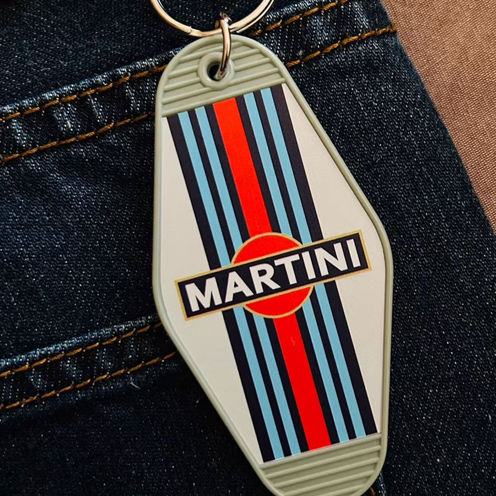 Vintage Racing Livery Hotel Key Tag - Gulf Martini Le Mans Style