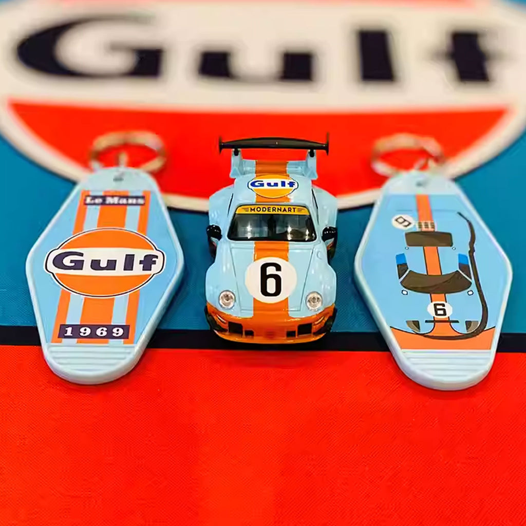 Vintage Racing Livery Hotel Key Tag - Gulf Martini Le Mans Style