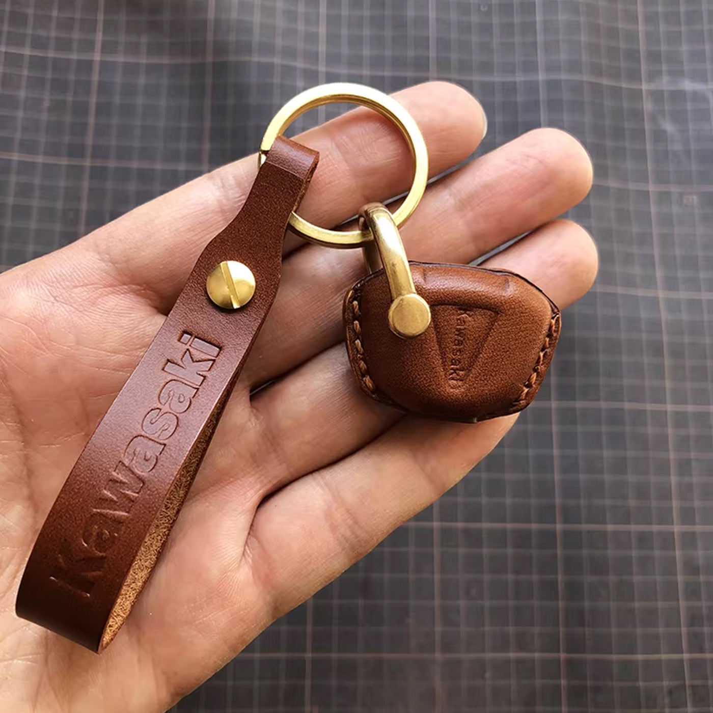 Handcrafted Kawasaki Italian Buttero Leather Key Fob Cover for Ninja 400, Z900, Z400, ZX-10R