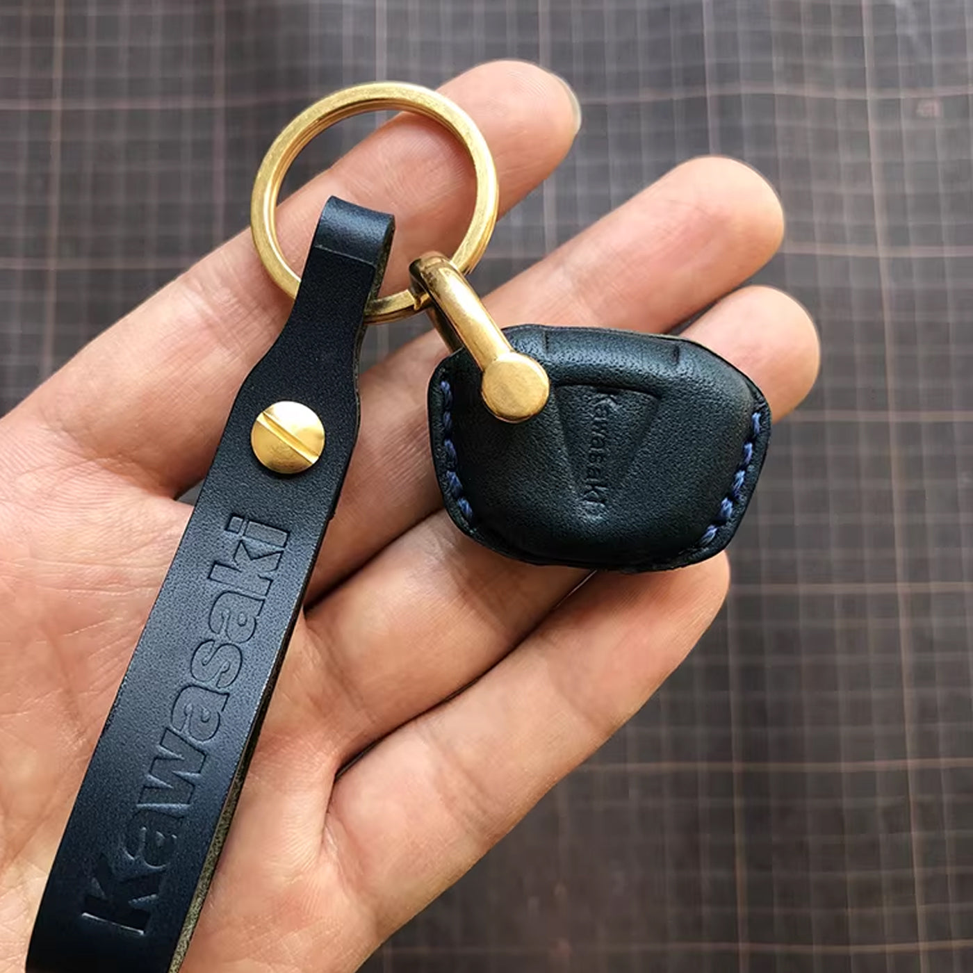 Handcrafted Kawasaki Italian Buttero Leather Key Fob Cover for Ninja 400, Z900, Z400, ZX-10R