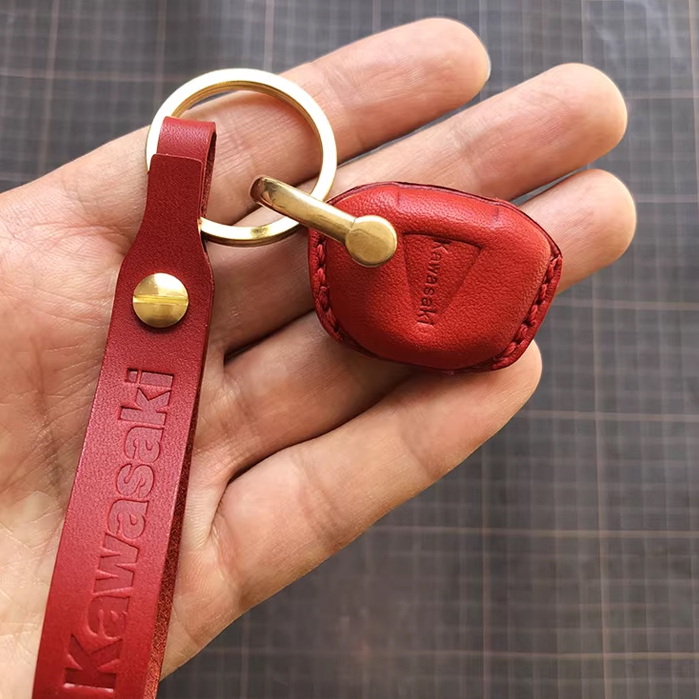 Handcrafted Kawasaki Italian Buttero Leather Key Fob Cover for Ninja 400, Z900, Z400, ZX-10R