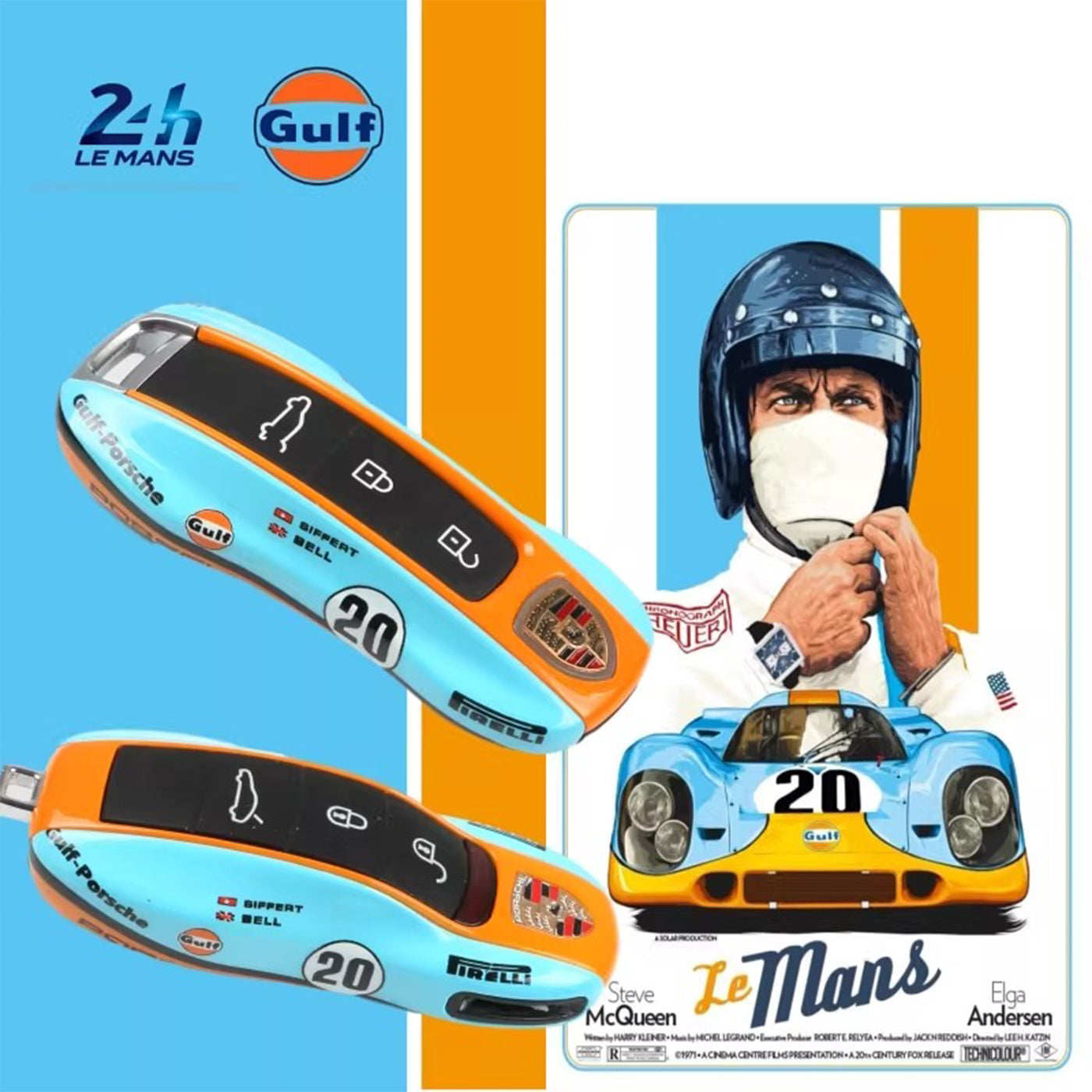 Porsche Gulf Racing Livery Key Fob Cover Le Mans 917 Heritage Edition