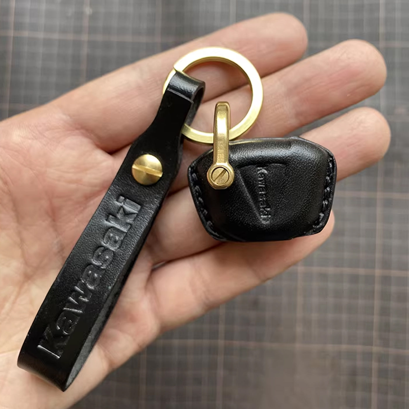 Handcrafted Kawasaki Italian Buttero Leather Key Fob Cover for Ninja 400, Z900, Z400, ZX-10R