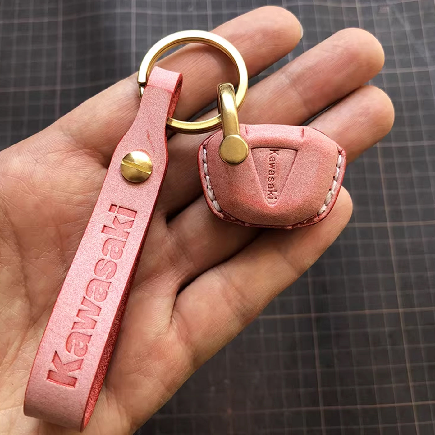 Handcrafted Kawasaki Italian Buttero Leather Key Fob Cover for Ninja 400, Z900, Z400, ZX-10R