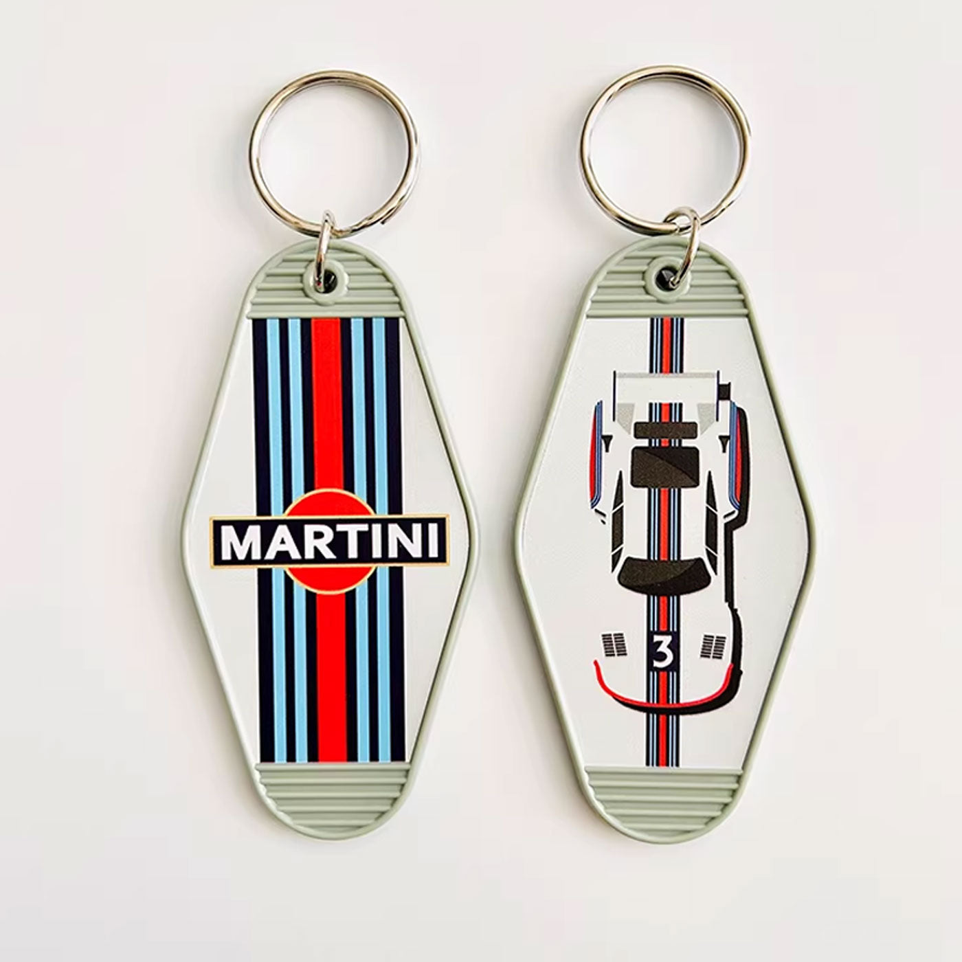 Vintage Racing Livery Hotel Key Tag - Gulf Martini Le Mans Style