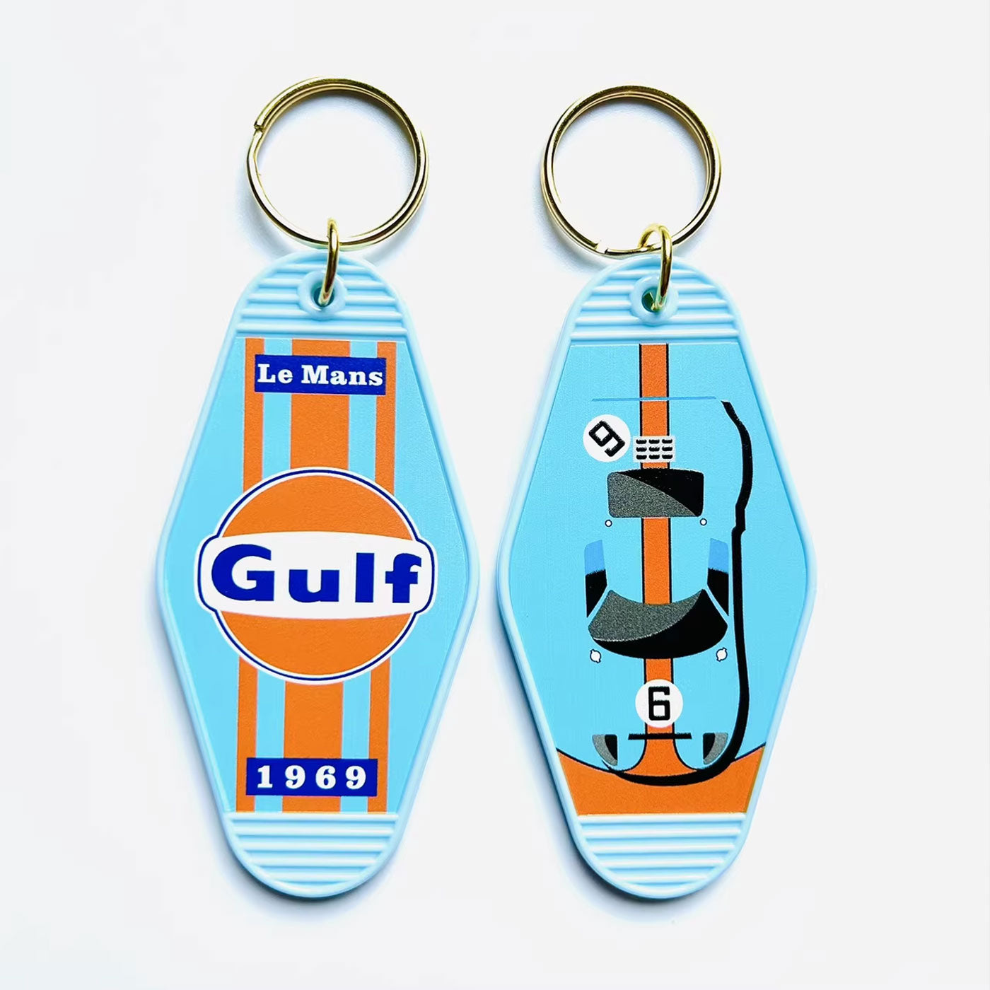 Vintage Racing Livery Hotel Key Tag - Gulf Martini Le Mans Style