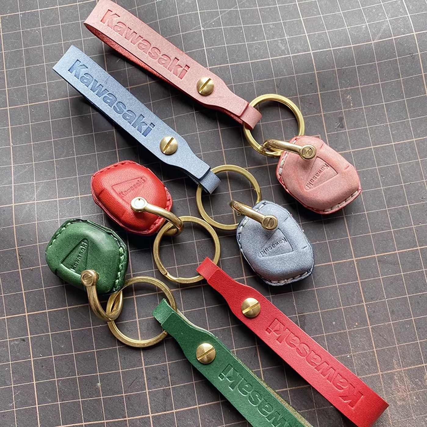 Handcrafted Kawasaki Italian Buttero Leather Key Fob Cover for Ninja 400, Z900, Z400, ZX-10R