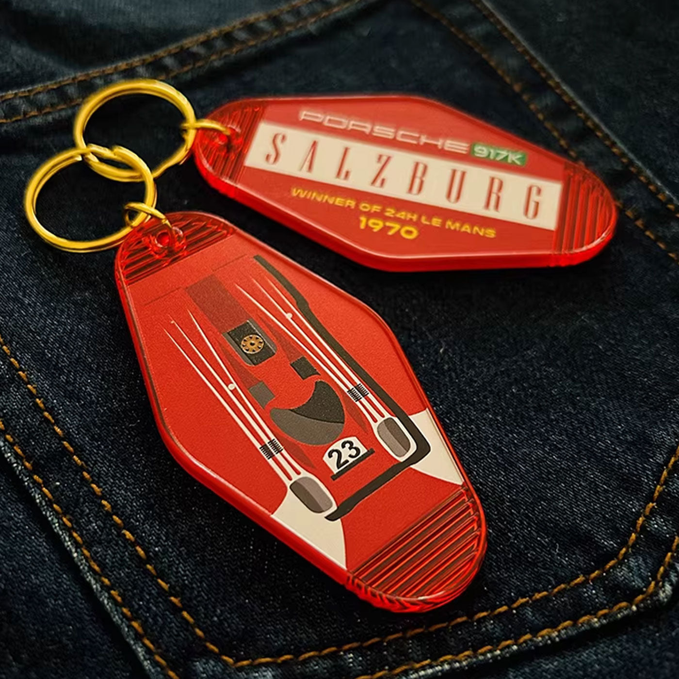 Vintage Racing Livery Hotel Key Tag - Gulf Martini Le Mans Style