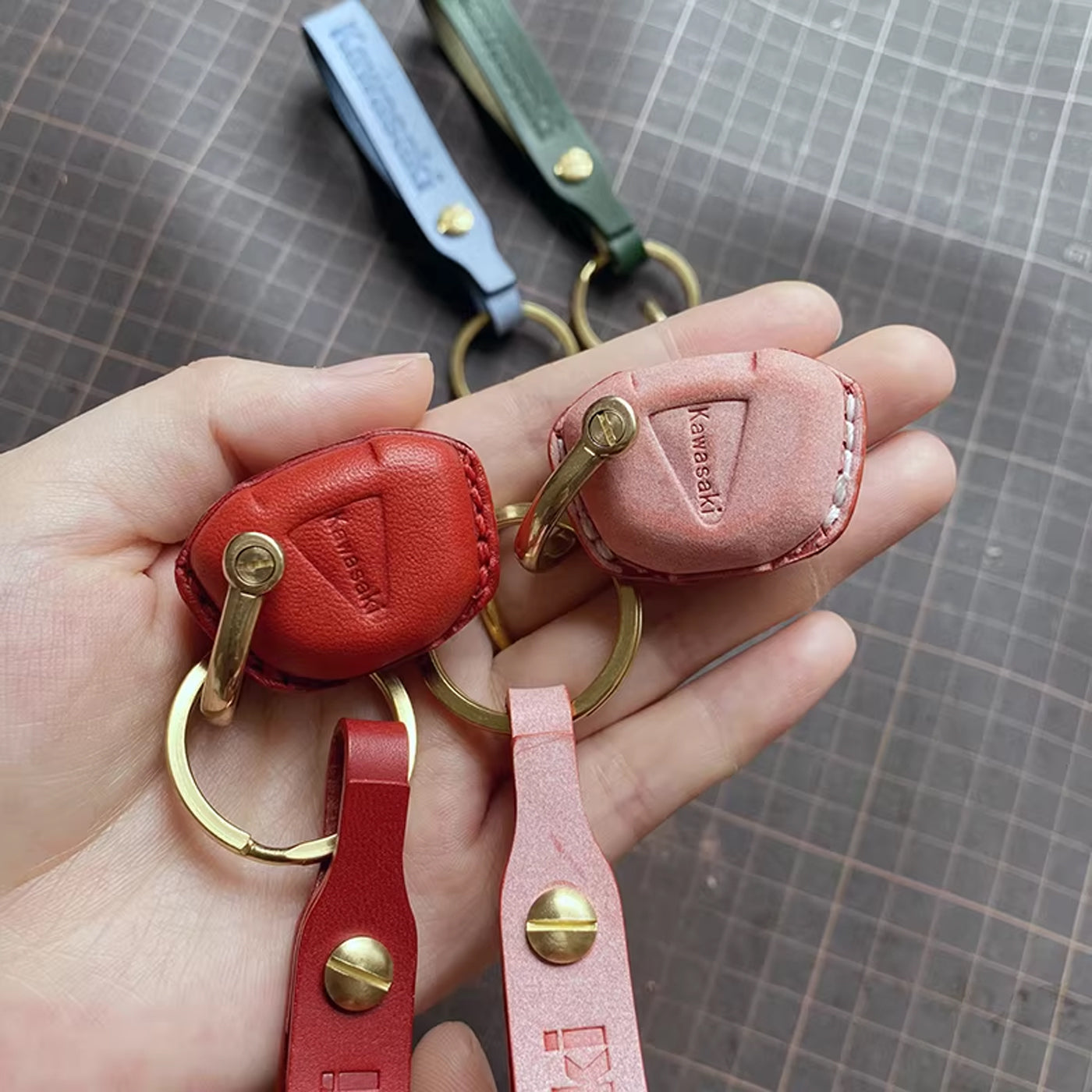Handcrafted Kawasaki Italian Buttero Leather Key Fob Cover for Ninja 400, Z900, Z400, ZX-10R