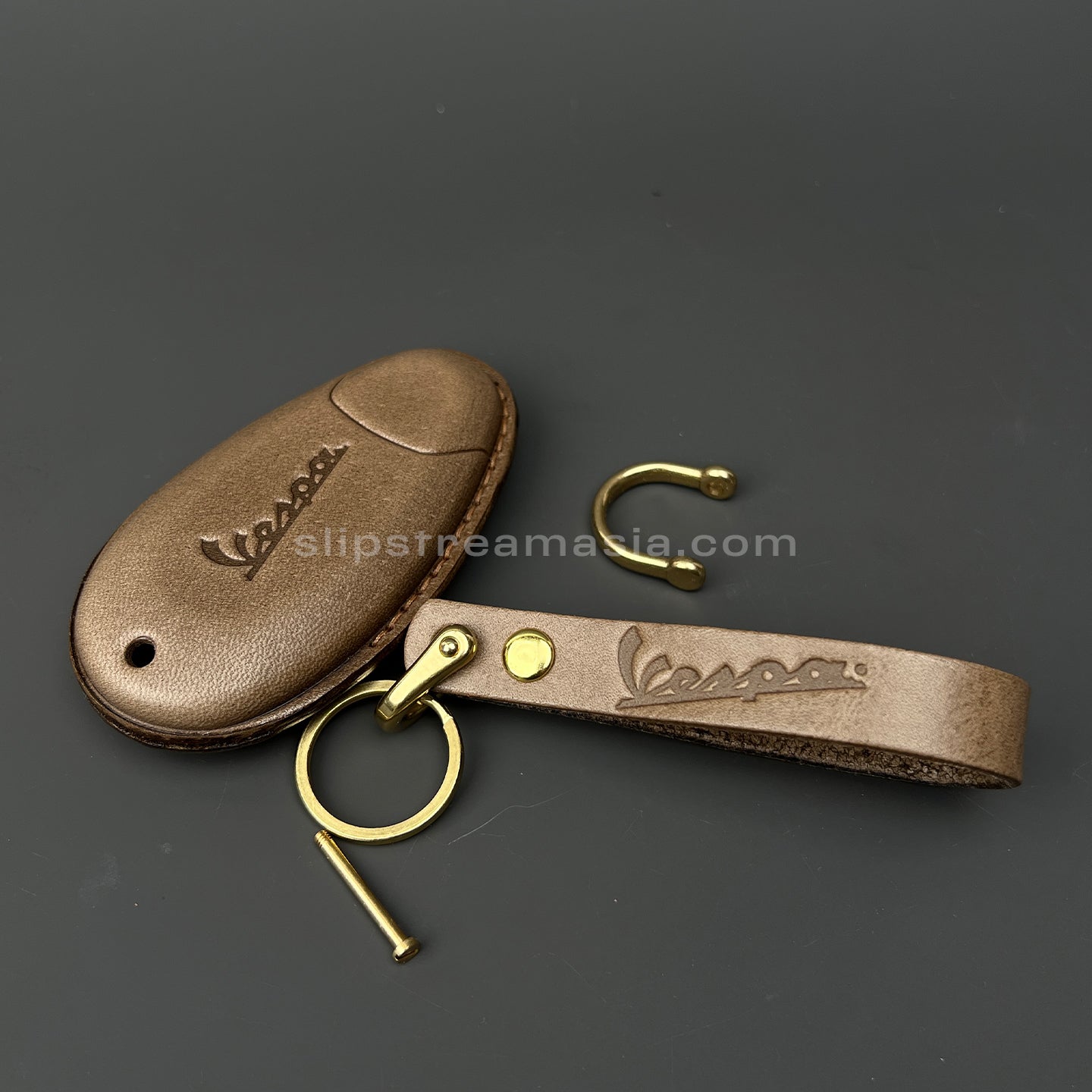Vespa Smart Key Leather Case – Handmade Cover with Matching Lanyard, Custom Colors