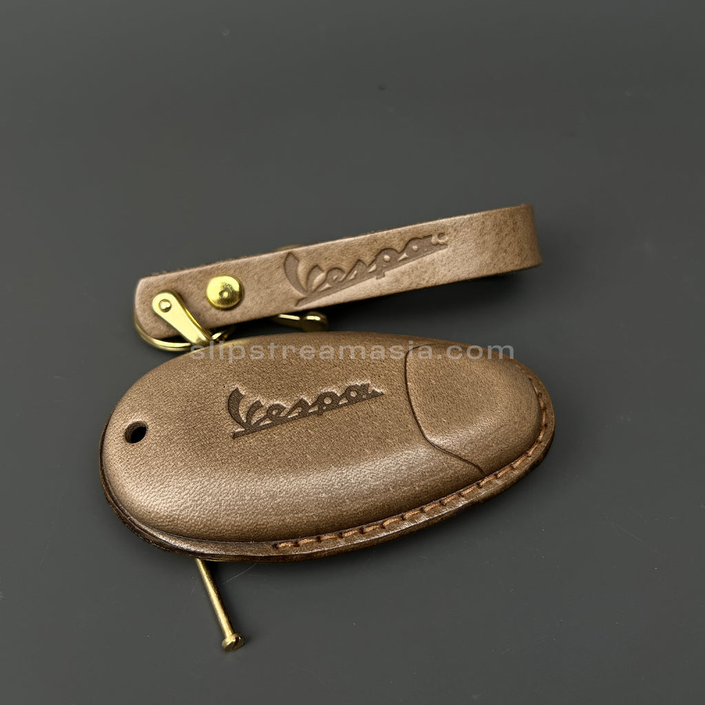 Vespa Smart Key Leather Case – Handmade Cover with Matching Lanyard, Custom Colors